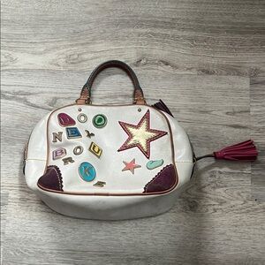 Dooney & Bourke White Satchel with Multicolor Accents